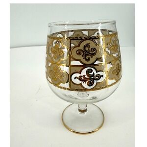 Vintage MCM Culver 22K Gold Clover Brandy Cognac Whiskey Snifter Barware Glass